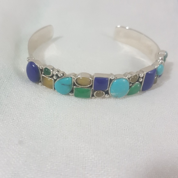 Vintage Jewelry - Vintage 925 SS Turquoise Cuff Bohemian